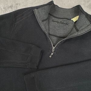 Tommy Bahama Men's Quarter Zip‎ Size Large Dark Charcoal Long Sleeve